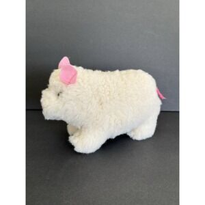 Vintage 1980 Dakin Pillow Pets White Pig Plush Stuffed Animal Rattle Sound